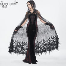 Load image into Gallery viewer, ECA016 Gothic sequined feather hooded women&#39;s long cloak
