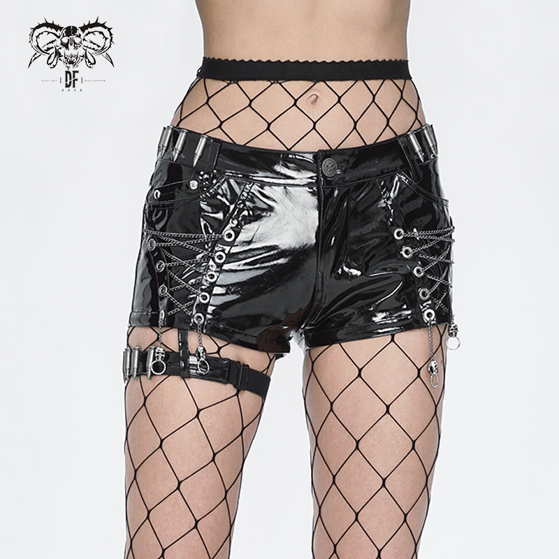 PT237 Glazed leather low-rise shorts