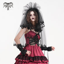 Load image into Gallery viewer, AS192 Gothic wedding lace women black Skull Crown Veil
