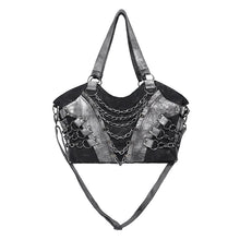 Load image into Gallery viewer, AS271 Punk-Style Woven Crossbody Bag featuring Gold-Stamped Twill and Faux Leather
