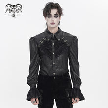 Load image into Gallery viewer, SHT15701 Black Two-Tone Woven Long-Sleeve Gothic Shirts
