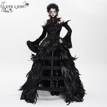 Load image into Gallery viewer, ESKT075 Gothic party Custom-made black feather big dress
