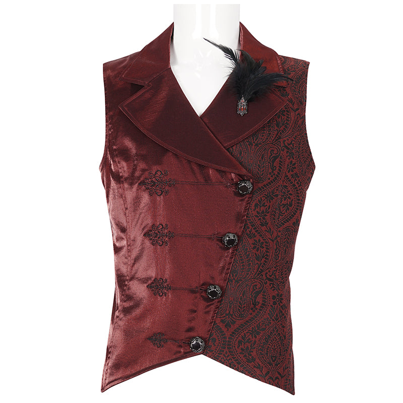 WT07802 red Gothic embroidered contrasting colors waistcoat