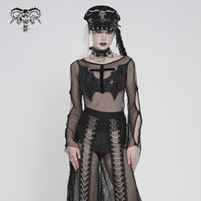 Load image into Gallery viewer, TT306 Bat-Shaped Chest Punk Mesh T-Shirt
