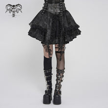 Load image into Gallery viewer, SKT250 Punk-Style Two-Tone Woven and Organza Paneled Mini Skirt
