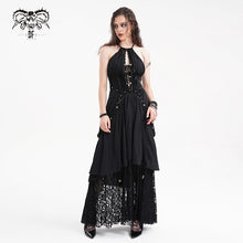 Load image into Gallery viewer, SKT213 Punk halter neck long dress with drawstring at chest
