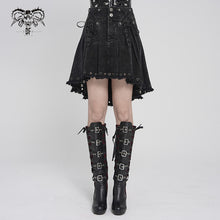 Load image into Gallery viewer, SKT260 Punk-Style Distressed Hem with Raw Edges I-shaped Pleated Skirt
