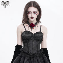 Load image into Gallery viewer, CST00801 Gothic Lace Up Rose Jacquard Pleated Suspender Corset
