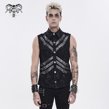 Load image into Gallery viewer, SHT155 Gold-Stamped Twill Sleeveless Punk Shirts

