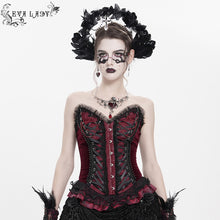 Load image into Gallery viewer, ECST01002 Red Gothic snake-print suede corset
