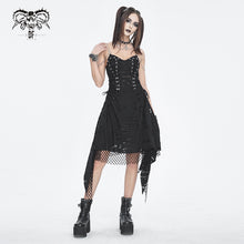 Load image into Gallery viewer, SKT201 Distressed knitted rhombus mesh heart-shaped suspender dress
