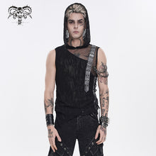 Load image into Gallery viewer, TT316 Branch-Patterned Stretch Knit Hoodie-Style Layered-Look Punk T-Shirt
