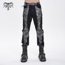 Load image into Gallery viewer, PT295 Gold-Stamped Twill and Faux Leather Paneled Punk Trousers
