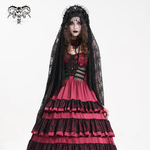 Load image into Gallery viewer, AS204 Gothic flower net tassel long veil
