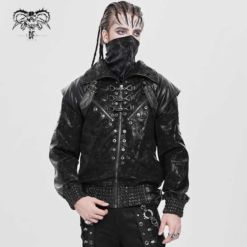 CT271 Punk snake-print leather jacket