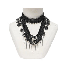 Load image into Gallery viewer, AS322 Gothic necklace with delicate chain and lace detailing

