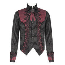 Load image into Gallery viewer, SHT15802 Black and Red Gothic-Style Long-Sleeve Shirt with Branch Pattern
