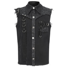 Load image into Gallery viewer, SHT102 leather matching webbing twill Sleeveless men&#39;s shirt
