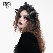 Load image into Gallery viewer, AS190 Black devil horn women cosplay hairpin headband
