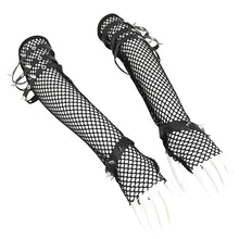 Load image into Gallery viewer, GE028 Punk big diamond mesh faux leather studded sleeves
