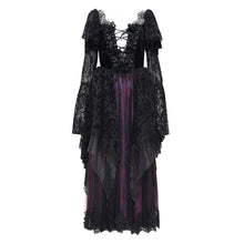 Load image into Gallery viewer, ESKT05202 GOTHIC Chest V-neck long-sleeved jacquard mesh dress

