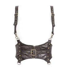 Load image into Gallery viewer, AS175 Punk brown imitation textured leather women corset
