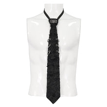 Load image into Gallery viewer, AS157 punk Ripped skull tie with metal buckle on both sides
