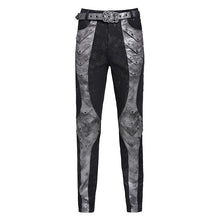 Load image into Gallery viewer, PT295 Gold-Stamped Twill and Faux Leather Paneled Punk Trousers
