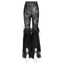 Load image into Gallery viewer, PT256 Flocked flower mesh high waist women&#39;s pants
