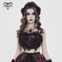 Load image into Gallery viewer, TT30902 Red Gothic-Style Heart-Shaped Strappy Cropped Top
