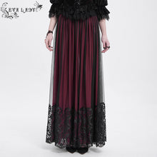 Load image into Gallery viewer, ESKT05602 red Gothic floral embroidered skirt
