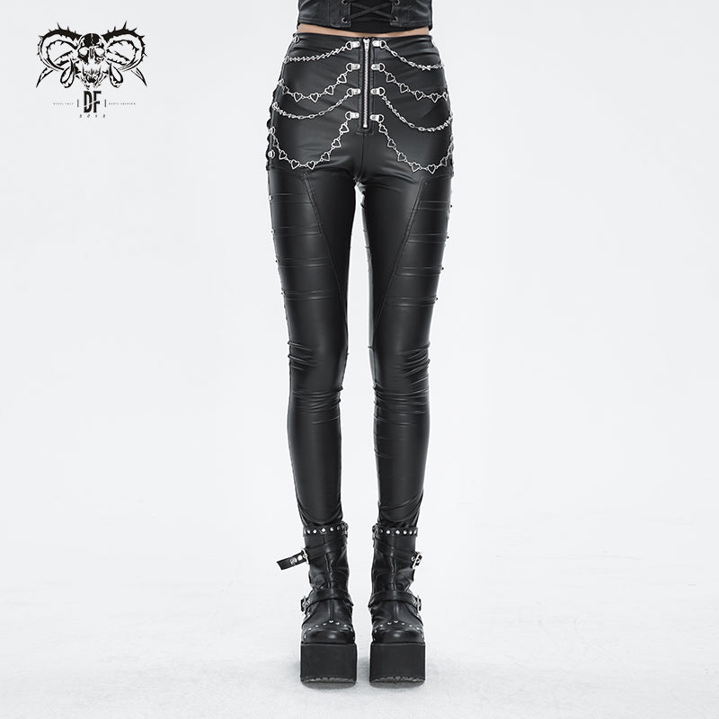 PT233 XOPT-stretchy matte leather high-waisted punk trousers