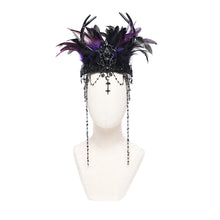 Load image into Gallery viewer, EAS033 Gothic black and purple feather antler crown
