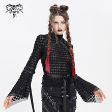 Load image into Gallery viewer, TT295 Punk double-layer mesh turtleneck T-shirt

