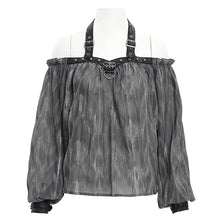 Load image into Gallery viewer, TT27701 Halter neck off shoulder long sleeve loose T-shirt
