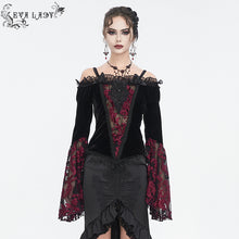 Load image into Gallery viewer, ETT03602 off-shoulder one-piece long-sleeved  gothic women&#39;s T-shirt
