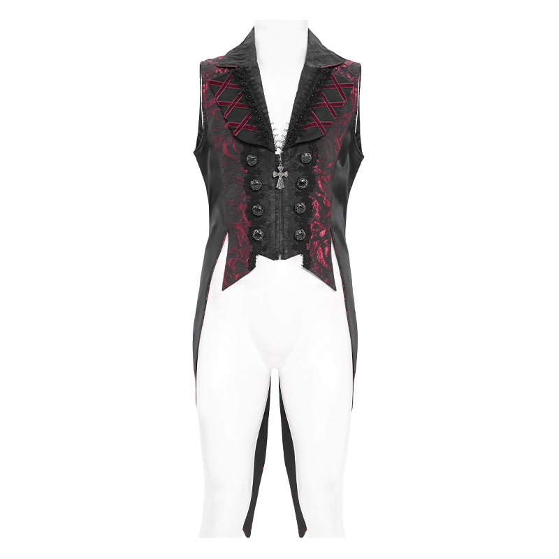 WT095 Rose Jacquard Swallowtail Vest