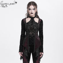 Load image into Gallery viewer, EVA LADY ETT04102 Gothic shiny velvet halterneck long-sleeved T-shirt
