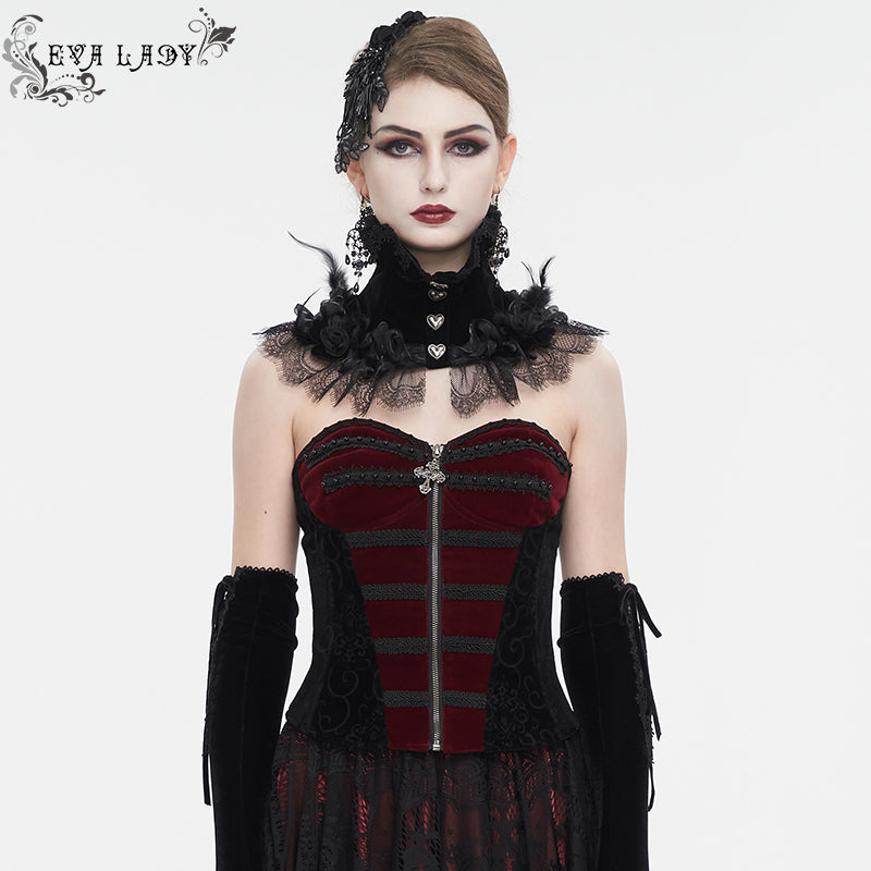 ECST006 Gothic color contrast lace up corset