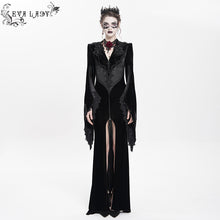 Load image into Gallery viewer, ECT02201 Slim-fit velvet long coat with slit sleeves

