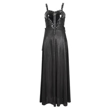 Load image into Gallery viewer, SKT189 Punk pleated glazed leather suspender dress
