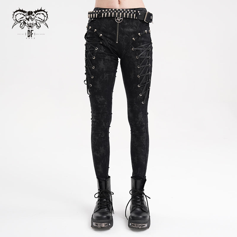 PT252 Super stretchy knitted laminated punk trousers