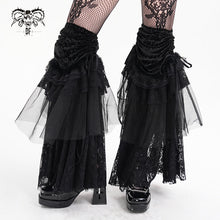 Load image into Gallery viewer, AS194 black women Gothic velvet pattern puffy lace leg warmers
