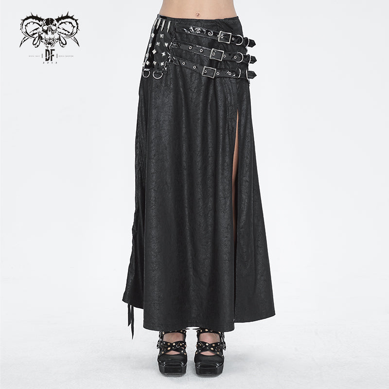 SKT196 Stretchy glazed leather high waist women's skirt