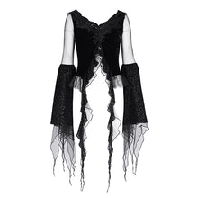 Load image into Gallery viewer, ETT039 Gothic Women Velvet and Burnt-out Mesh Long Sleeve T-Shirt
