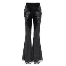 Load image into Gallery viewer, EPT01901 Black Sexy Women Gothic velvet and lace flared trousers
