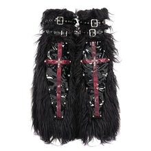 Load image into Gallery viewer, AS191 Punk black coffin fur women leg warmers with loops
