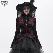 Load image into Gallery viewer, SHT14102 wine Women Glossy Velvet Swallowtail blouse

