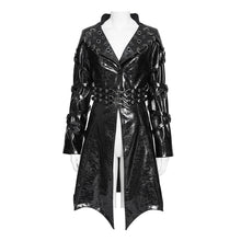 Load image into Gallery viewer, CT27601 Punk-Style Mid-Length Coat with Glossy Finish and Multiple Straps
