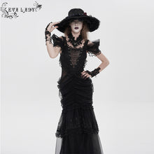 Load image into Gallery viewer, ESKT081 V-Neck Open-Back Mesh Puffy  Fishtail Dress
